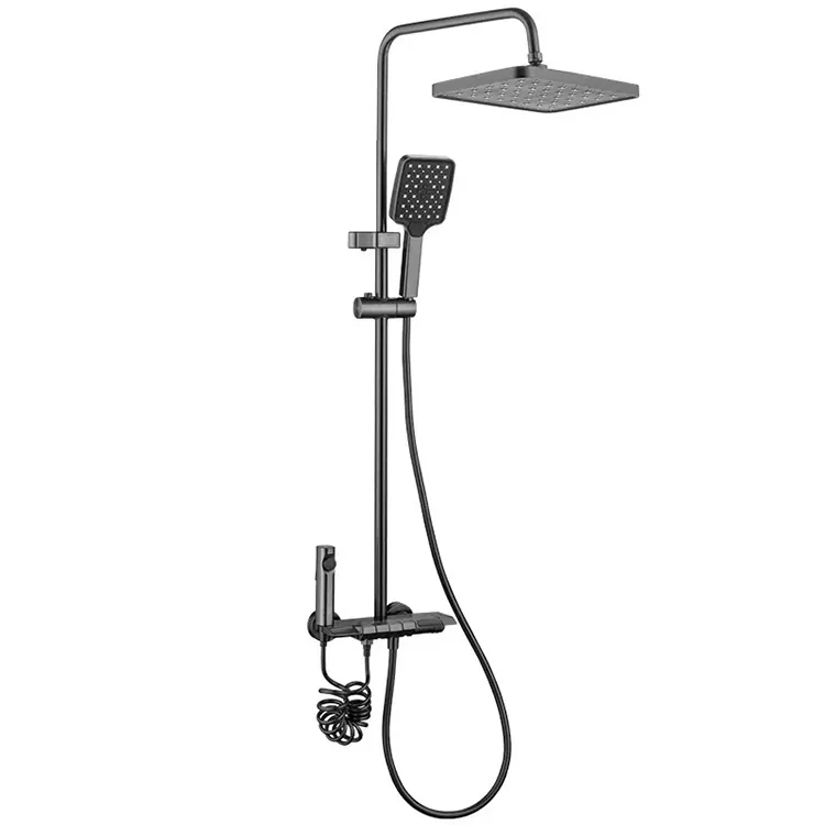 Black Overhead Shower Lan Genggam Semprotan Gun Kanthi Telung Spray Nozzles Set