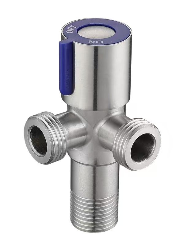 Biru Ngalahake 90 ° Dual Outlet Tiga-Way Angle Valve Biru Ngalahake 90 ° Dual Outlet Tiga-Way Angle Valve
