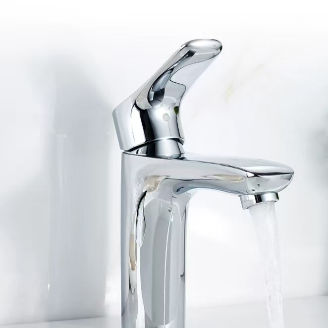Faucet Gagang Tunggal Bentuk Busur Perak padhang