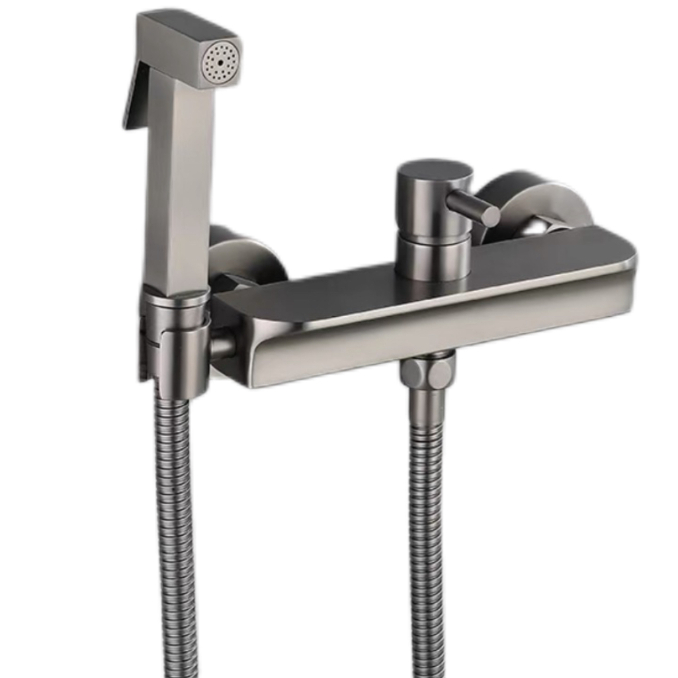 Gunmetal Grey Panas lan Dingin Bidet Sprayer Set