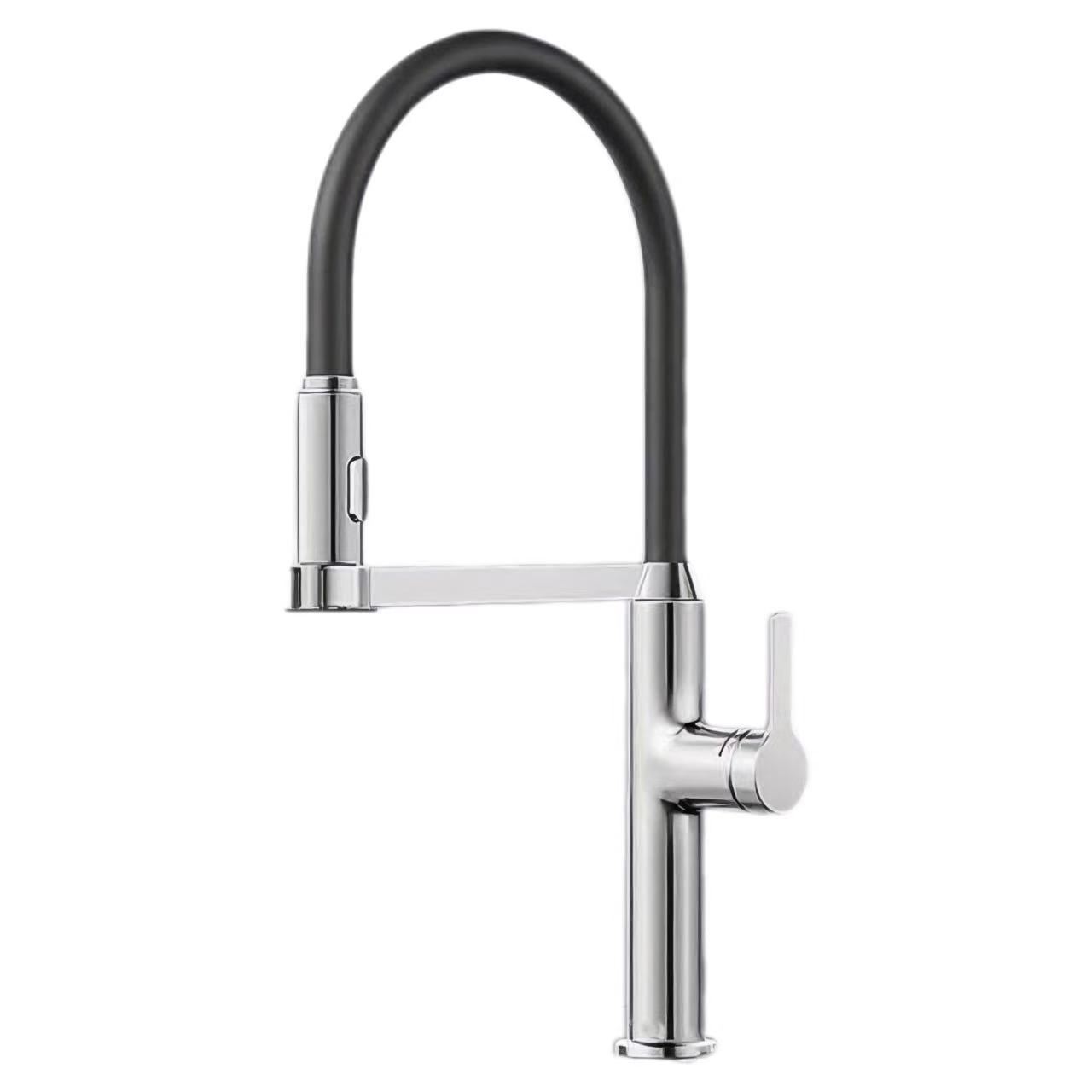 Silikon Tabung Mlengkung Gagang Tunggal Panas Lan Dingin Air Sink Faucet