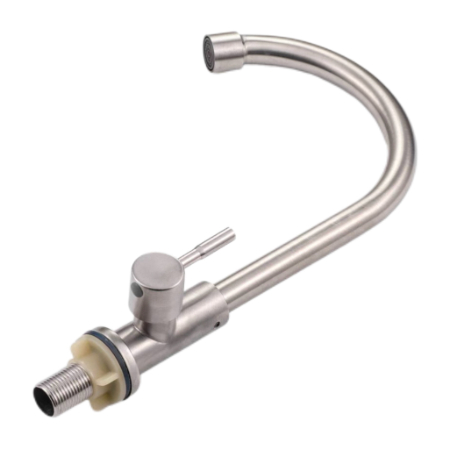 Single-Hole Cepet-Instal 360 ° Rotating Kitchen Faucet Panas lan Dingin